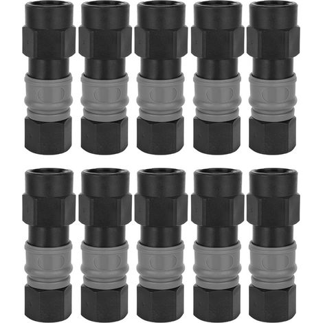 10 raccords rapides acier plastique auto-bloquants type C SF+PF femelle filetage G3/8 pour tuyau d'air, connecteur pneumatique, 30mm, lot de 10 (1/5)