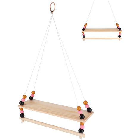 Étagère murale en bois coloré de style nordique, ornée de perles, à une seule rangée, style rétro, pour l'ameublement, grande taille. (1/5)