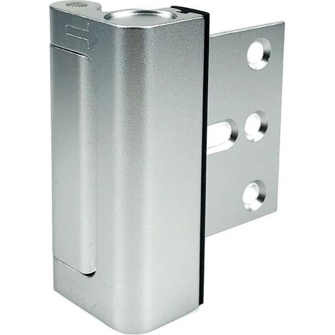 Une serrure de sécurité argentée pour porte d'entrée avec vis de fixation, charnières antivol en alliage d'aluminium de 7,6 cm et verrou de nuit. (1/4)