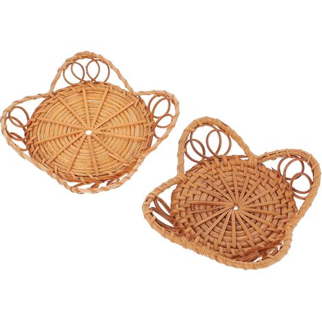 2pcs Tapis Porte-Bougies en Rotin Creux, Légers et Pratiques pour Décoration de Bureau, Bar ou Restaurant Design Créatif et Matériau Synthétique (1/5)