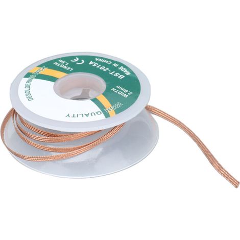 Mèche à dessouder en cuivre 2.0mm, fil de dessoudage sans résidu pour soudure électronique, outil de réparation 1.5m (2015A) (1/5)