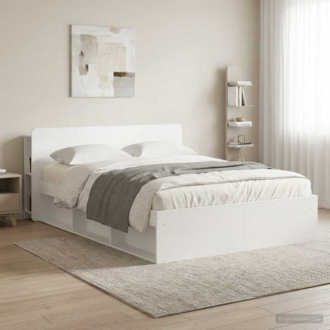 vidaXL Cabinet de Tête de Lit avec stockage Blanc Bois d'ingénierie (1/5)