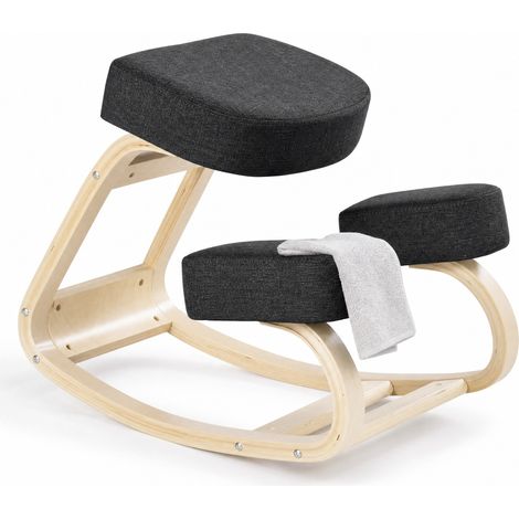 ELVMI Sedia da ufficio inginocchiata ergonomica con Altezza Regolabile, per Postura Corretta, in Legno, Nero 51 x 69 x 58 cm (1/5)
