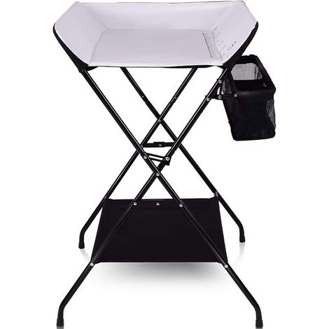 Aqrau Table de soins des couches Table de soins des couches pour bébé portable pliable (noir et blanc) 80  63  103cm
