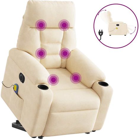 Massagesessel Aufstehhilfe Elektrisch Beige Mikrofasergewebe vidaXL (1/5)