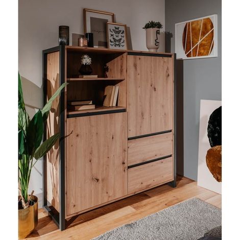 Credenza alta Denver 51 L120XP40XH140 cm quercia antracite (1/5)