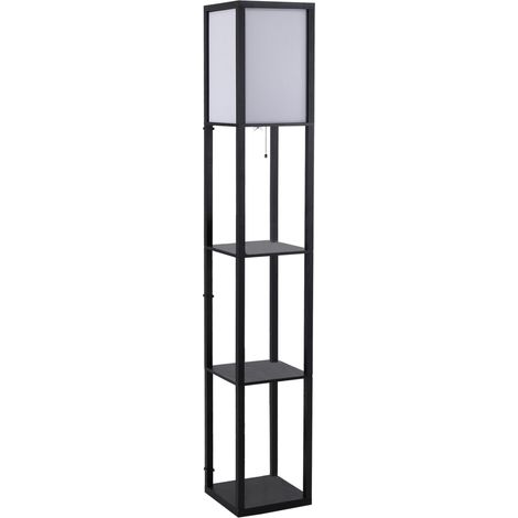 Lampadaire avec étagères noir MDF 26 x 26 x 160 cm (1/5)