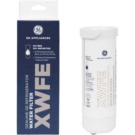 Cartuccia filtro Ortviai XWFE compatibile con frigoriferi a doppia porta GE, certificata NSF 42 53 401, bianca (1/2)