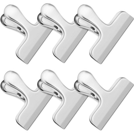 Beutelclips, 6 Beutelclips, Lebensmittelclips, Lebensmittelbeutelclips aus Edelstahl, geeignet für Büro, Küche und Haushalt