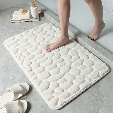Linghhang – Tapis de bain absorbant antidérapant en fibre de polyester – Tissu polaire corail – Fond SBR antidérapant – 40 x 60 cm (1/4)