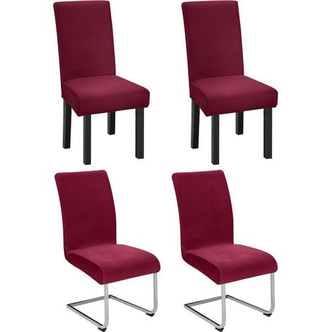 4er Set Stuhlhussen für Schwingstuhl, Stretch Samt, waschbar, Kaffeebraun (1/5)