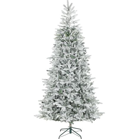 HOMCOM Albero di Natale Innevato Alto 210 cm con Base in Metallo Pieghevole