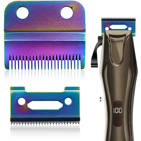 Lot de 2 têtes de coupe en acier inoxydable pour tondeuse à cheveux lame de rechange pour tondeuse à cheveux à 2 trous pour Wahl 808/8148/8504/1919/2241/2240/8591(Coloré) (1/5)