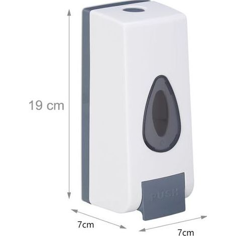 Distributeur de savon mural, lot de 2, porte-savon liquide avec pompe, 19x7x7 cm, blanc (1/5)