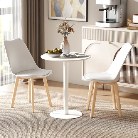 Table ronde Ø60x72 cm Blanc pour 2 personnes de cuisine en acier pour intérieur et extérieur (1/4)