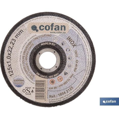 Disco de corte 125mm para metal, grosor 1mm, certificado según norma ISO 9001. (1/4)