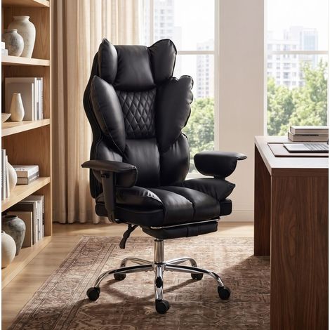 Silla de oficina de polipiel, respaldo alto, reclinable 135°, hasta 180 kg OKMYHOME (1/5)