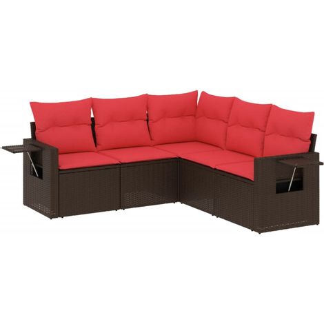Maison Exclusive - 5-teiliges Gartensofa-Set mit Kissen, braun, P