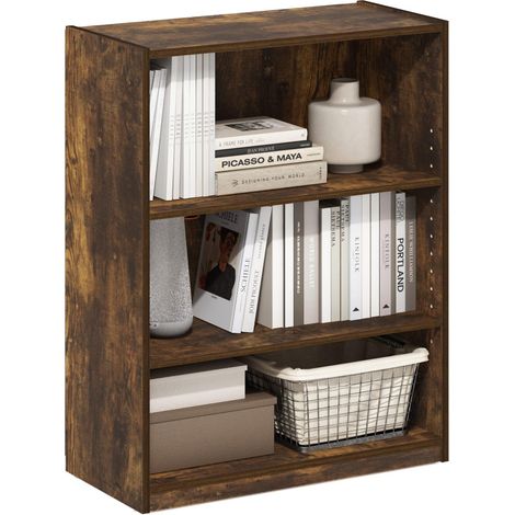 Étagère, Bibliothèque À 3 Niveaux avec Étagères Réglables, 29,5 X 63 X 80,3 Cm, Idéale pour Le Salon, La Chambre Ou Le Bureau, Couleur Pin Ambré. (1/5)