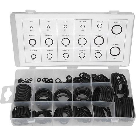 222 Pcs En Caoutchouc O Ring Set D'étanchéité Assort Set Kit O-Ring Rondelle Assortiment Kit pour Automobile Ingénierie Machines Hydraulique Plomberie Rondelle Joint (1/4)