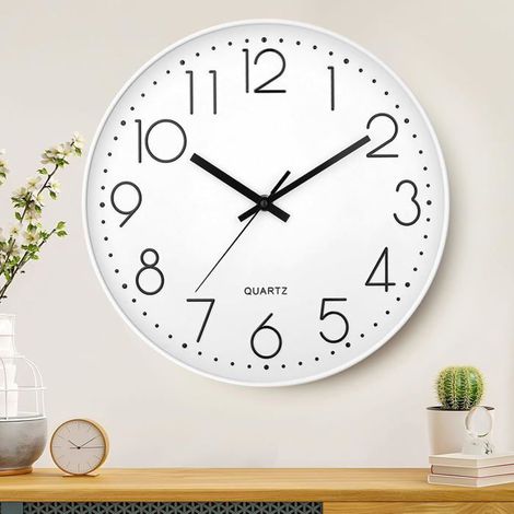 Horloge Pendule Mural,Horloge Murale Moderne 30cm Horloge Murale Ronde,sans de Bruit, pour Maison Cuisine/Bureau-Fonctionnesur (1/4)