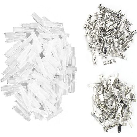 Cosses à Sertir Femelle Mâle 50 Pièces/chacune avec 100 Pièces Manchons Isolants 2.8mm Connecteurs Rapides en Argent (1/5)