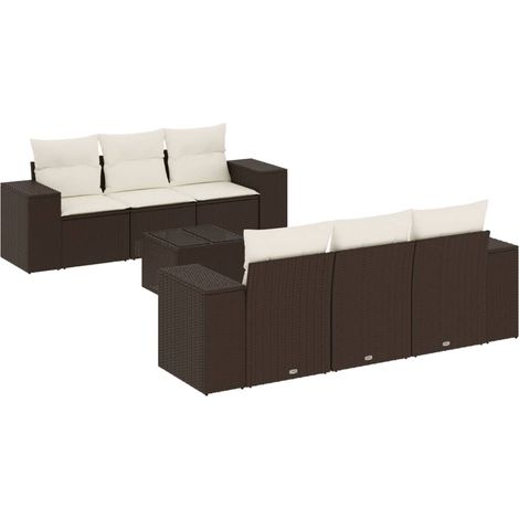 Maison Exclusive - Set Divani da Giardino 7 pz con Cuscini Marrone in Polyrattan (1/5)