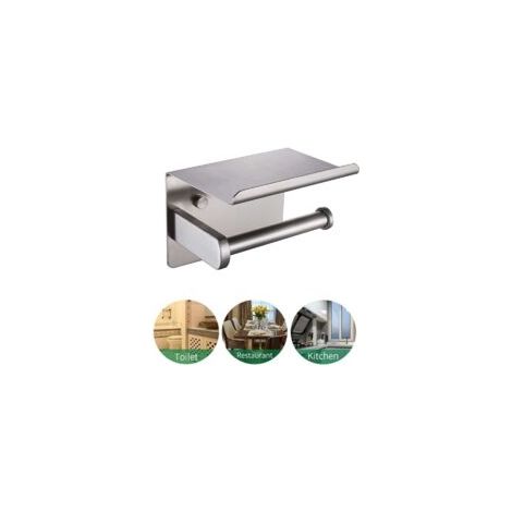 Porta rotolo di carta igienica, moderno porta carta igienica in acciaio inox spazzolato SUS 304 con ripiano per telefono, accessorio per bagno e cucina F928-03D - Crezuo