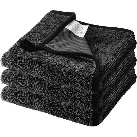 Chiffon Microfibre Voiture,60  40 CM,Chiffons Vitre sans Trace,Super Absorbant,Chiffon de Nettoyage Magique pour Detailing,3pcs (1/4)