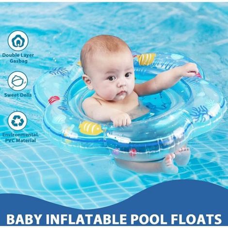 Flotteur De Natation Bebe - Double Chamber - Double Valve De Securite - Trou Pour Jambes - Diametre 53 Cm - Pour Enfants 6 A 36 Mois - 1 Piece (1/5)