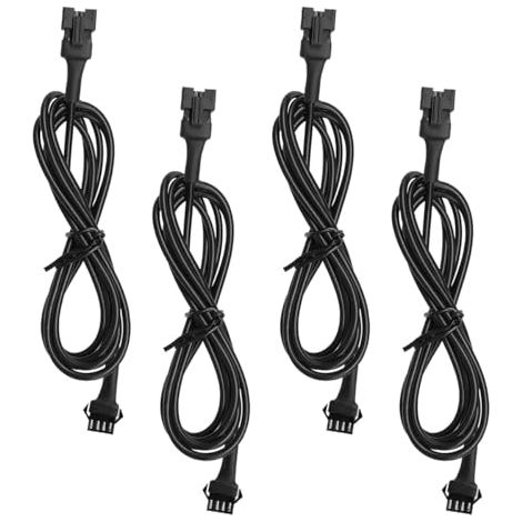 Lot de 4 rallonges LED RVB à 4 broches de 152,4 cm avec connecteur femelle et male, fil d'extension de lumière roche pour éclairage LED de voiture, camion, moto, VTT (1/5)