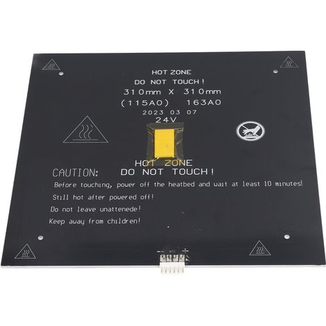 Heizbett für 3D-Drucker, 2,4 Ω, 310 x 310 x 3 mm, schnelle Aufheizung, aus Aluminium, mit 90 cm Kabel (1/5)