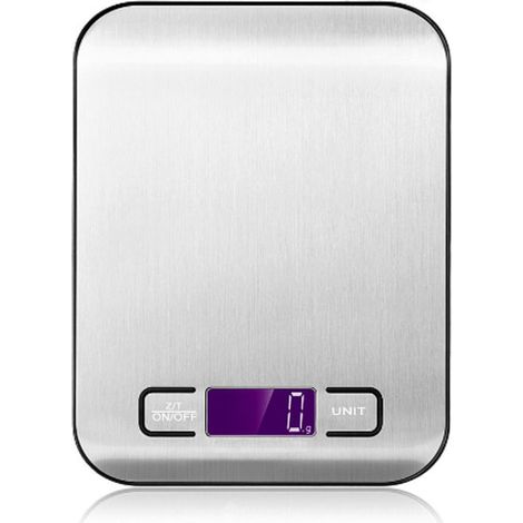 Bilancia da cucina di precisione in acciaio inox da 10 kg/1 g - Bilancia elettronica con display LCD - Strumento di misurazione per cucina, pasticceria e gastronomia (1/5)