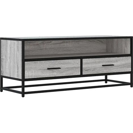Mueble de TV moderno para salón con amplio espacio de almacenamiento 100 x 34,5 x 40 cm madera de ingeniería gris 020049591 (1/5)