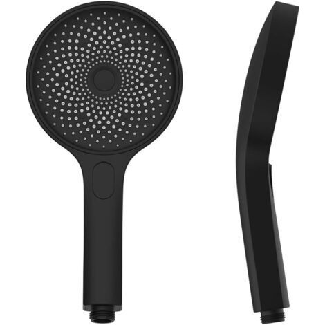 Shower head, large hand shower 130 mm. Handheld shower head with 3 spray modes, removable shower, premium shower set. Spa massage (black) (1/5)