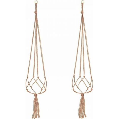Paquets Suspension Plante Macramé, Pot Suspendu Plante, pour Suspendre Pot de Fleur Plante Suspension Suspendue Décoration Balcon Maison, 4 Jambes en Corde, 105 cm,2Pcs (1/5)