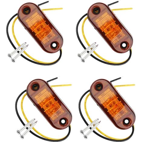 4 luci di posizione laterali ovali a LED bianche IP65 12V/24V, anteriori e posteriori ovali, luce di posizione per camion, rimorchio, furgone, roulotte, autobus, luci di posizione laterali a LED, alta