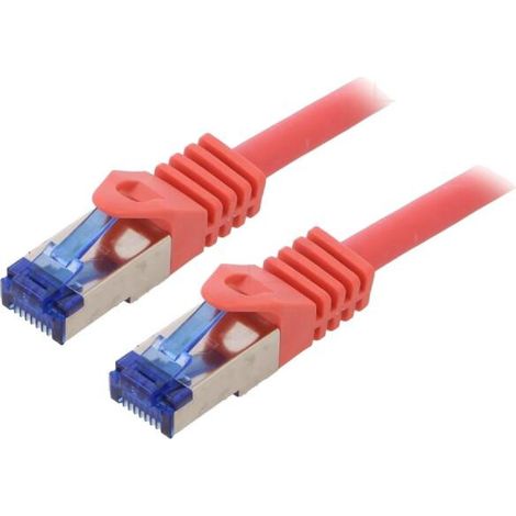 Cable reseau RJ45 male S-FTP Cat 6a rouge- 0.5m