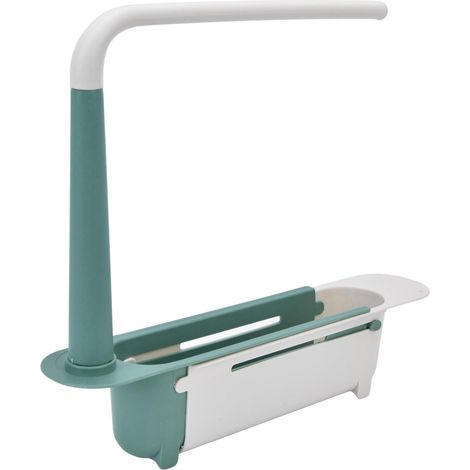 1 Support De Rangement Pour évier Extensible En PP Avec Système De Drainage Noir Et Crochet Pour Serviette Cuisine (1/5)