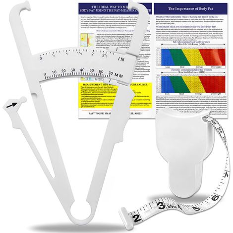 Bilancia per la composizione corporea e metro a nastro, set bilancia per la composizione corporea con scala percentuale di grasso corporeo per una misurazione accurata della massa grassa (bianco)