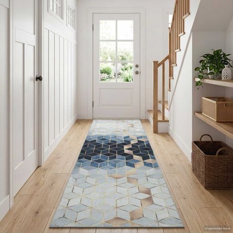 Coureur de Tapis LESAKA Argenté 50 x 150 cm Velours diamant (1/4)