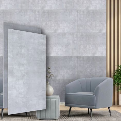 HEXIM Wandpaneele Betonoptik 100x50cm Wandverkleidung 5mm stark XPS Styropor Deckenplatten: 4 Paneele - 2 m², Concrete Light