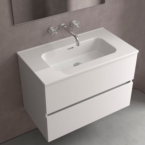 Salgar Waschbecken CONSTANZA 610 Ohne Siphon und Klicker-Ablauf GLANZ-WEISS 610 x 20 x 460 mm (1/2)