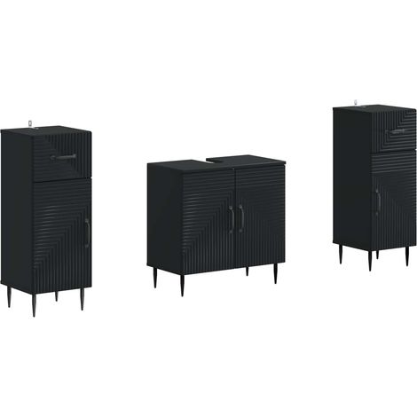 2 Piece Bathroom Cabinet Set HAARLEM Black Engineered Wood vidaXL (1/5)