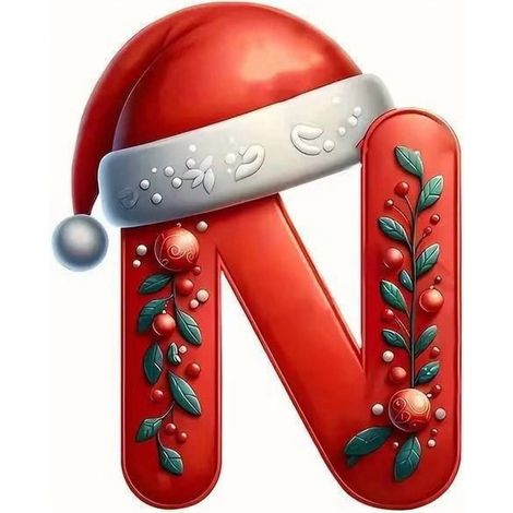 Ornement Lettre - Décoration Arbre De Noël En Acrylique - 26 Pièces A À Z - Avec Chapeau Et Barbe De Père Noël - Pour Intérieur (1/2)