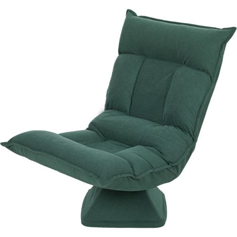 Chaise pivotante 360° dossier 5 positions pliable rembourrée méditation canapé paresseux salon vert design confortable et pratique (1/5)