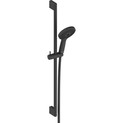 Set doccia Duravit Universal 700 mm, con 3 tipi di getto (Rain, Pulse, Mono), doccetta regolabile in altezza e flessibile doccia con protezione antitorsione, Nero opaco (1/2)