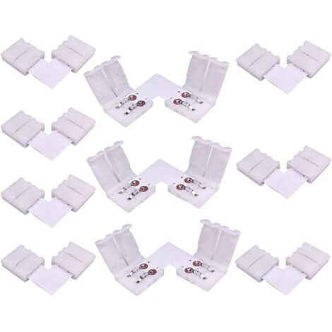 10pcs Connecteur LED Strip à 2 Broches Forme de L Connecteur d'angle à Ruban LED Connecteur Rapide à Angle Droit pour 10mm de Large Couleur Unique Bande LED SMD 5050 5630, Soudage Gratuit [Classe éner