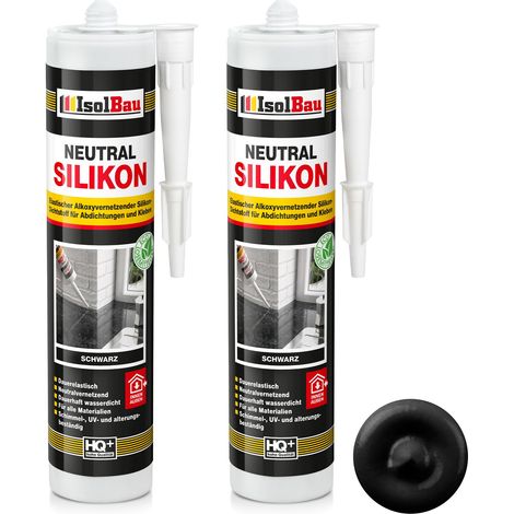 Neutralsilikon Naturstein Silikon Sanitär Marmor Inn/Auß 2 x 300ml Schwarz (1/5)