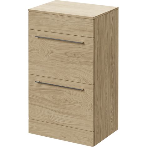 Napoli 390 Light Oak 500mm 2 Drawer Vanity Unit for Countertop Basins - 500mm - Chrome 320mm Handle